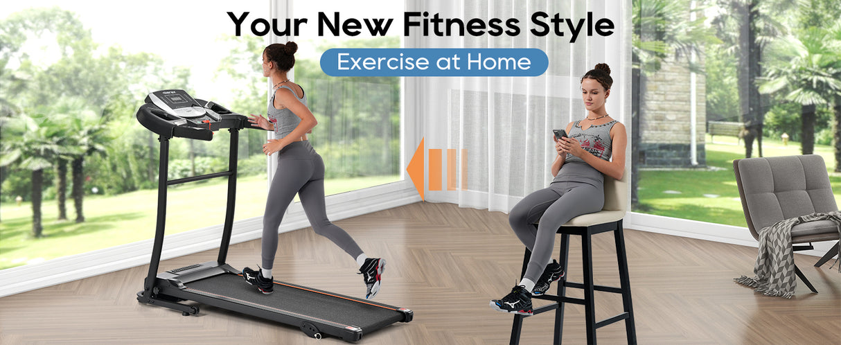 Home folding treadmill with pulse sensor, 2.5-horsepower silent brushless motor, 3-level tilt, 12 preset programs - V.I.P Digital Presence