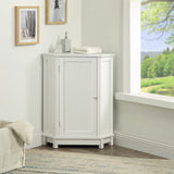 White Bathroom Cabinet Triangle Corner Storage Cabinet with Adjustable Shelf Modern Style MDF Board - V.I.P Digital Presence