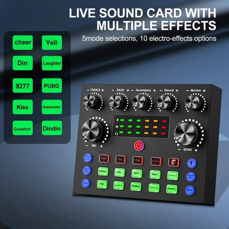V8S Audio Mixer with Voice changer,Podcast Mixer,Sound Card for Phone Gaming Karaoke Studio Live Streaming Podcast - V.I.P Digital Presence