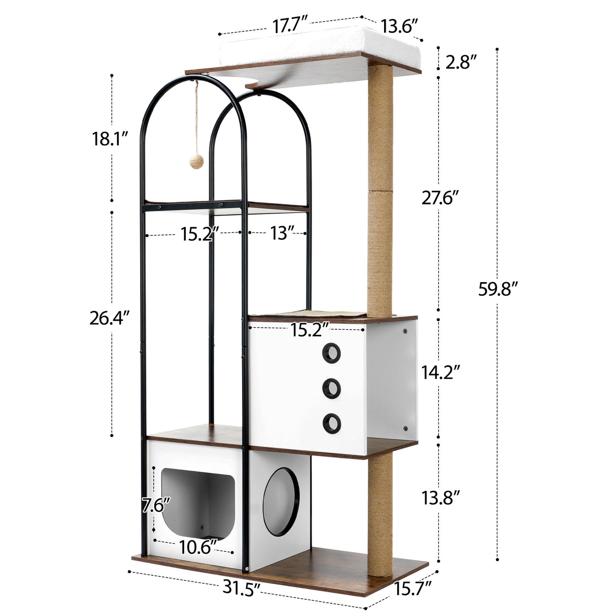 cat climbing frame,Cat Tree,Modern Cat Tower, Multi-Level Cat Condo with 1 Caves,2 Scratching Posts,Perch,for Indoor Cats - V.I.P Digital Presence