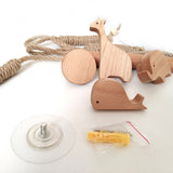 Nordic Indoor Wooden Solid Wood Hemp Rope Animal Tissue Holder Children's Room Decoration Wall Hanger Hemp Rope Hook Toilet Paper Holder - V.I.P Digital Presence