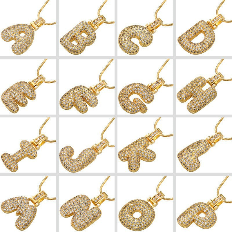 Fashion 26 Letters Necklace Custom Name Pendant Charm For Men And Women A-Z Alphabet Cubic Zircon Hip Hop Jewelry Gift - V.I.P Digital Presence