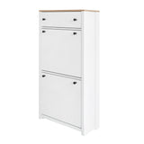 ONTREND with 2 flip drawers, top shoe cabinet with drawers, independent shoe rack with adjustable panel, white - V.I.P Digital Presence