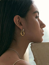 18K Gold-Plated Stainless Steel Contrast Asymmetrical  Earrings - V.I.P Digital Presence