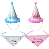 2Pcs/Set Dog Hat Bib Dog Birthday Bandana Scarf Adjustable Bandana Neckerchief Cat Dog Birthday Bib Hat Pet Supplies - V.I.P Digital Presence