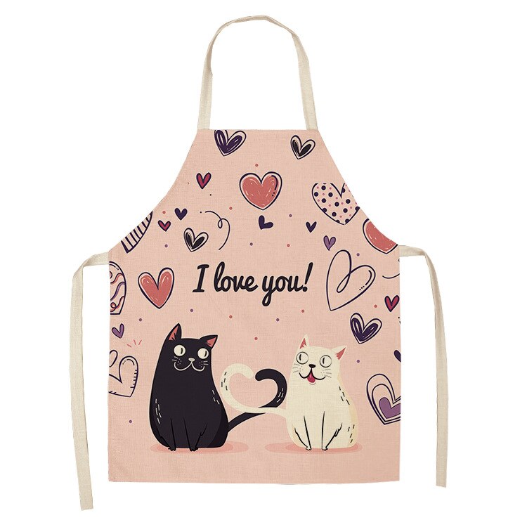 Cat Kitchen Aprons For Women Cotton Linen Bibs Household Cleaning Pinafore Home Cooking Apron kids kitchen barber - V.I.P Digital Presence