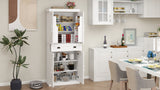 71" Kitchen Pantry Storage Cabinet with 4 Doors(2Doors with Racks)1 Drawer 2 Adjustable Shelves Freestanding Cupboard - V.I.P Digital Presence