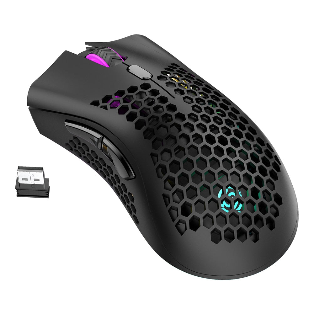 2.4GHz Wireless Gaming Mouse 7 Button 1600 DPI Adjustable RGB Backlit Rechargeable Mouse Lightweight Honeycomb Shell Gamer Mice - V.I.P Digital Presence