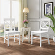 Roshan Farmhouse Acacia Wood Dining Chairs, White (Set of 2) - V.I.P Digital Presence