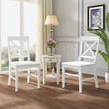 Roshan Farmhouse Acacia Wood Dining Chairs, White (Set of 2) - V.I.P Digital Presence
