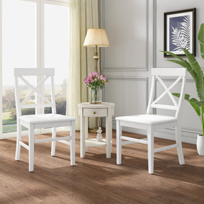 Roshan Farmhouse Acacia Wood Dining Chairs, White (Set of 2) - V.I.P Digital Presence