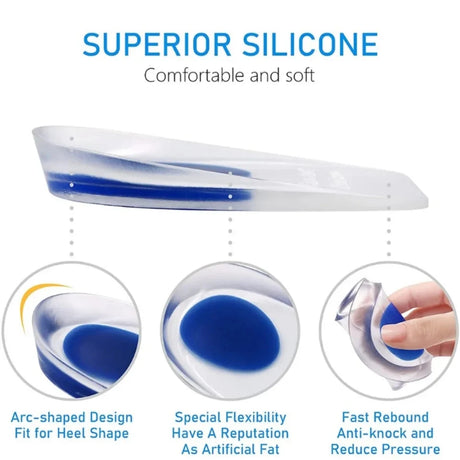 1pair Soft Silicone Gel Lnsoles Men Women TransparentRelieve Foot Pain Heel Lnsoles Foot Massager CareShoe Pad Foot Care Tool - V.I.P Digital Presence