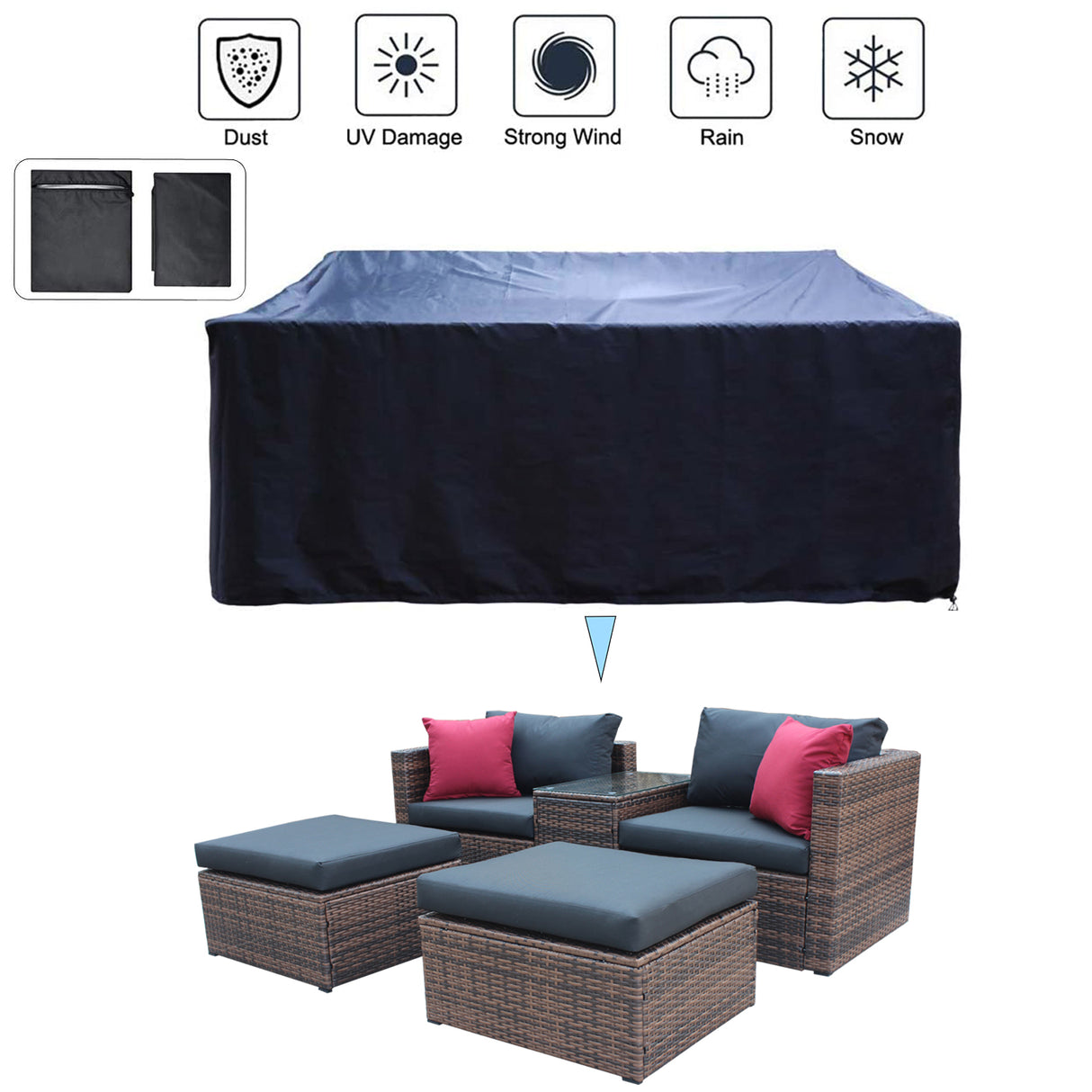 5 Pieces Outdoor Patio Garden Brown Wicker Sectional Conversation Sofa Set - V.I.P Digital Presence