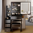 Dressing table+cushioned stool, 2 AC+2 USB power supplies, touch sliding LED mirror, tri color switch - V.I.P Digital Presence