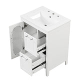 24" Bathroom Vanity with Sink, Bathroom Vanity Cabinet with Two Drawers and Door, Adjustable Shelf, Solid Wood and MDF, White - V.I.P Digital Presence