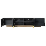 Luxury Fluted TV Stand for TVs Up to 80'', Modern Entertainment Center with Storage Cabinets & Drawers Black - V.I.P Digital Presence