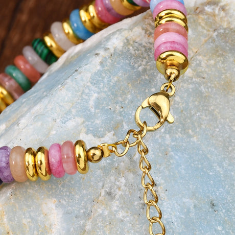 Ins style dopamine colored natural stone bead bracelet for women niche and high-end non fading crystal bracelet - V.I.P Digital Presence