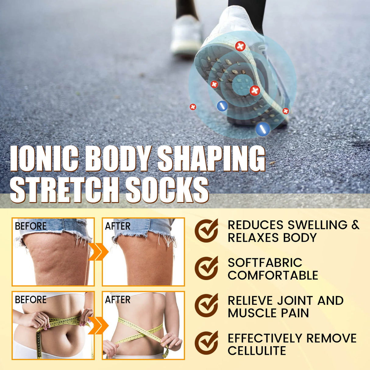 Ionic Body Shaping Stretch Socks, Outdoor Sports Comfortable Breathable Non-slip Foot Care Elastic Socks - V.I.P Digital Presence