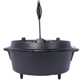 ast iron Dutch oven with lid, outdoor camping deep pot, used for camping, cooking, barbecue and leg rest,  12 Quart - V.I.P Digital Presence