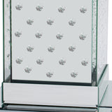 U-Can 11.8-inch silver square mirror coffee table with LED lights, modern crystal inlaid side table, no assembly required - V.I.P Digital Presence