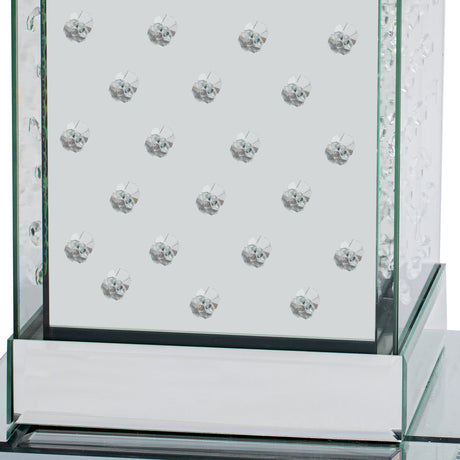 U-Can 11.8-inch silver square mirror coffee table with LED lights, modern crystal inlaid side table, no assembly required - V.I.P Digital Presence
