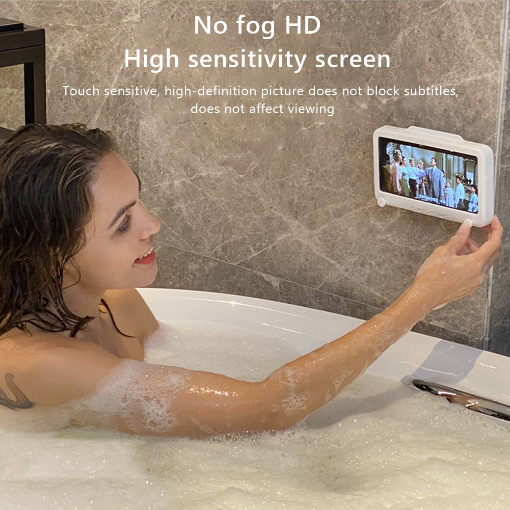 Soporte giratorio para teléfono de baño, impermeable, para montar en la pared, con repisas autoadhesivas para ducha y baño. 