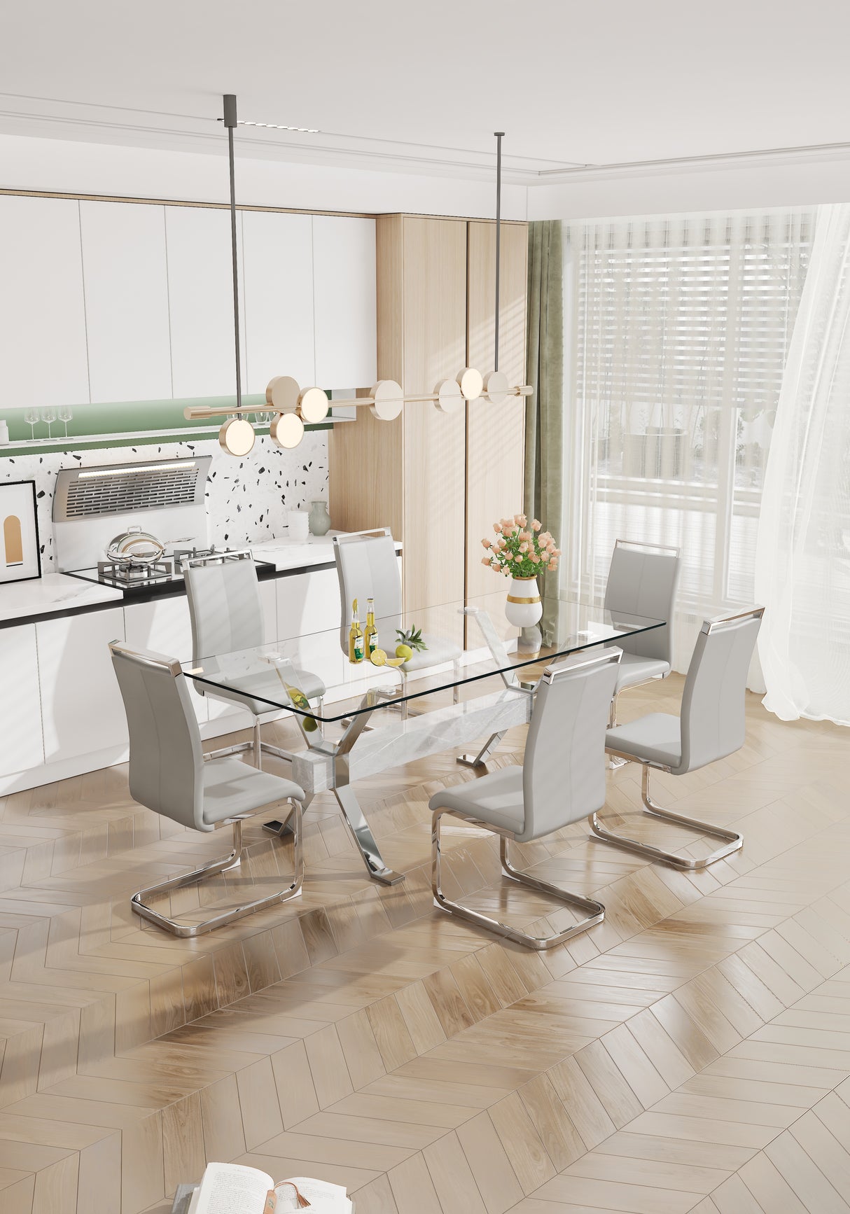 Dining table Modern tempered glass dining table 79 ''x39''x30 '' 1105 - V.I.P Digital Presence