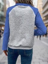 Contrast Textured Long Sleeve Sweatshirt - V.I.P Digital Presence