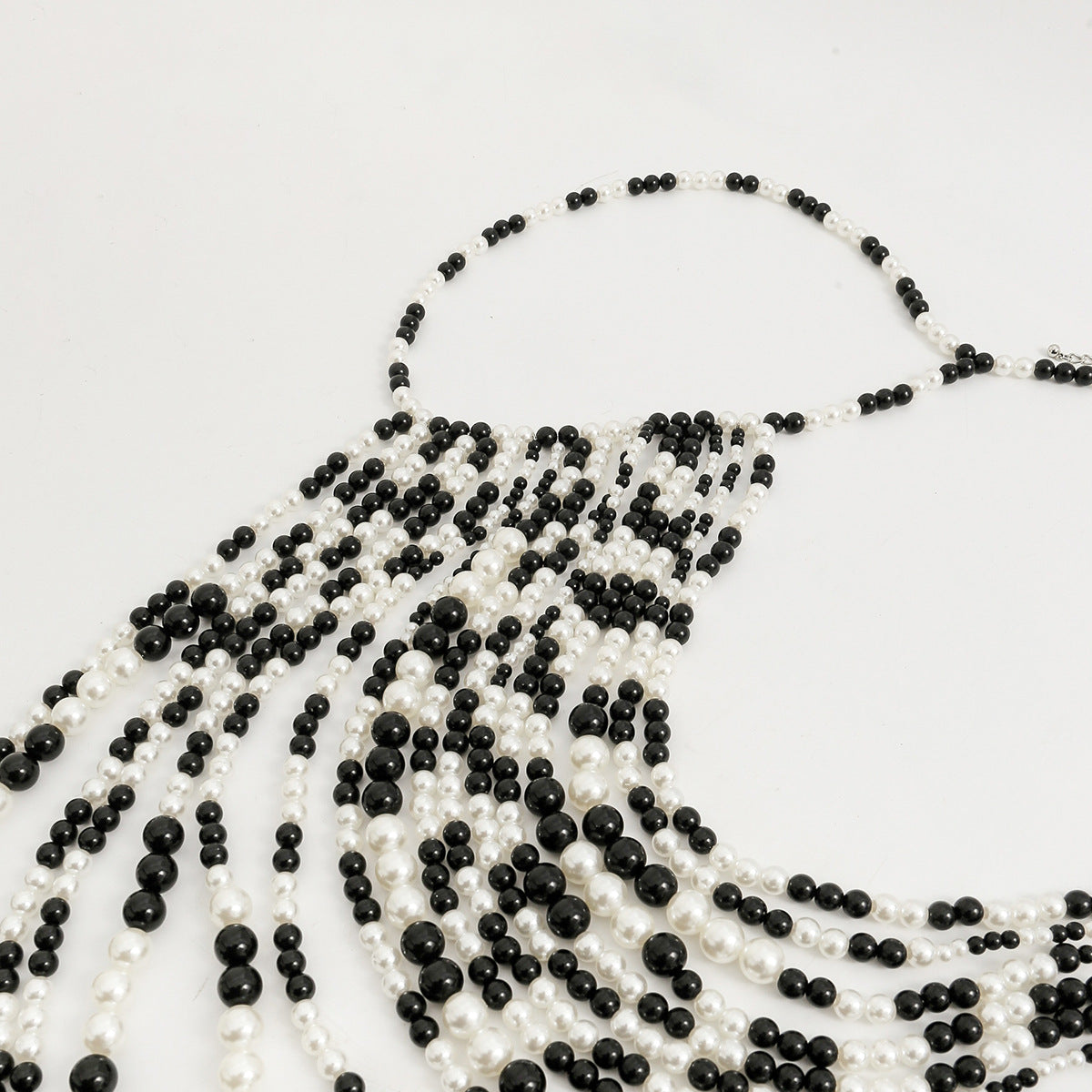 Multi layer imitation pearl black chain woven pearl layered body chain - V.I.P Digital Presence