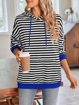 Loose casual striped hooded sweatshirt - V.I.P Digital Presence