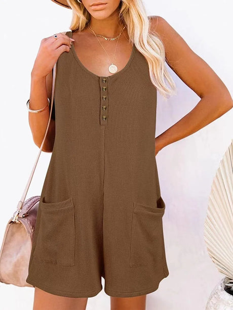 Pocketed Scoop Neck Sleeveless Romper - V.I.P Digital Presence