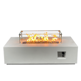 52 Inch Outdoor Concrete Propane gas rectangle Fire Pit table in Antique white color - V.I.P Digital Presence