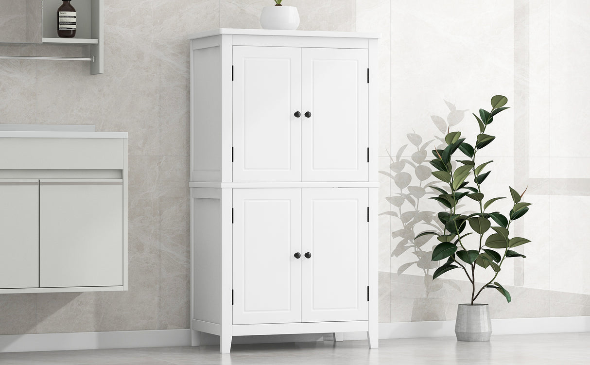 Bathroom floor storage cabinet, bathroom storage unit, 4-door independent cabinet, adjustable shelf, adaptive shelf, white - V.I.P Digital Presence