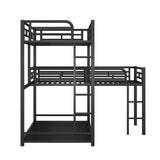 L-shaped Metal Triple Twin Size Bunk Bed, Black - V.I.P Digital Presence