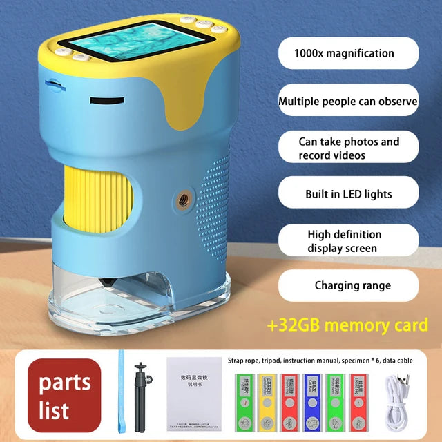Pocket Microscope Display Montessori Handheld LED Light Biology Magnification Outdoor Students Teaching Gifts Children Stem Toys - V.I.P Digital Presence