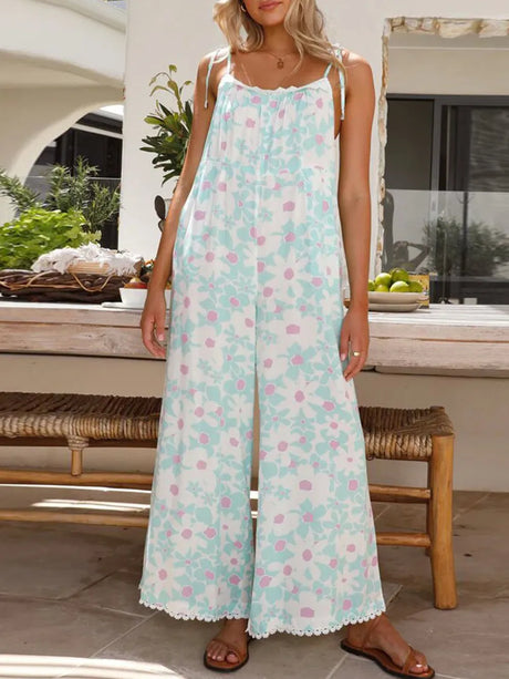 Printed Wide Leg Jumpsuit with Pockets - V.I.P Digital Presence