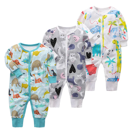 Newborn Footed Pajamas Zipper Girl and Boy Romper Long Sleeve Jumpsuit Cotton Solid White Fashion 0-24 Months Baby Clothes - V.I.P Digital Presence
