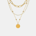 Synthetic Pearl Titanium Steel Three-Layered Necklace - V.I.P Digital Presence