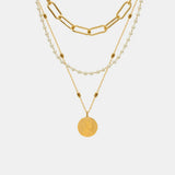 Synthetic Pearl Titanium Steel Three-Layered Necklace - V.I.P Digital Presence