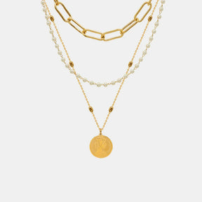 Synthetic Pearl Titanium Steel Three-Layered Necklace - V.I.P Digital Presence