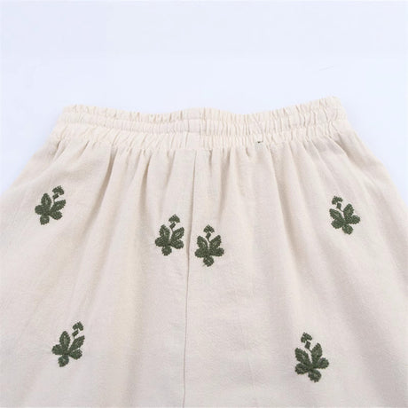 Elastic Waist Tied Embroidered Wide Leg Pants for WomenStyle Fashion Casual - V.I.P Digital Presence