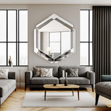 28 x 31.5 inches Wall-Mounted Silver Decorative Round Wall Mirror for Home, Living Room, Bedroom, Entryway - V.I.P Digital Presence
