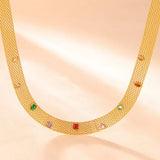 Geometric Colorful Zircon Necklace Titanium Steel PVD Plated Non Fading Jewelry - V.I.P Digital Presence