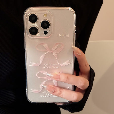 Sweet Pink Bow Apple 15 Phone Case 14 Transparent iPhone 13 Promax Silicone - V.I.P Digital Presence