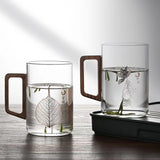 High end green tea cup with walnut handle and lid. High temperature resistant glass office drinking cup - V.I.P Digital Presence