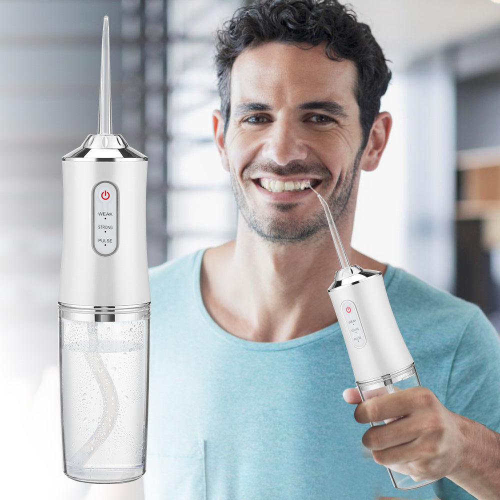 220ml Hand-Held Electric Dental Flusher Household 3-Speed Water Jet Dental Floss Scrubber Smart Power-Off Cleaning Teeth Set - V.I.P Digital Presence