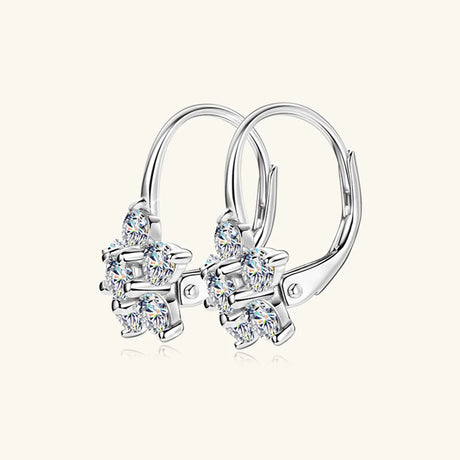 1.2 Carat 925 Sterling Silver Moissanite Flower Huggie Earrings - V.I.P Digital Presence