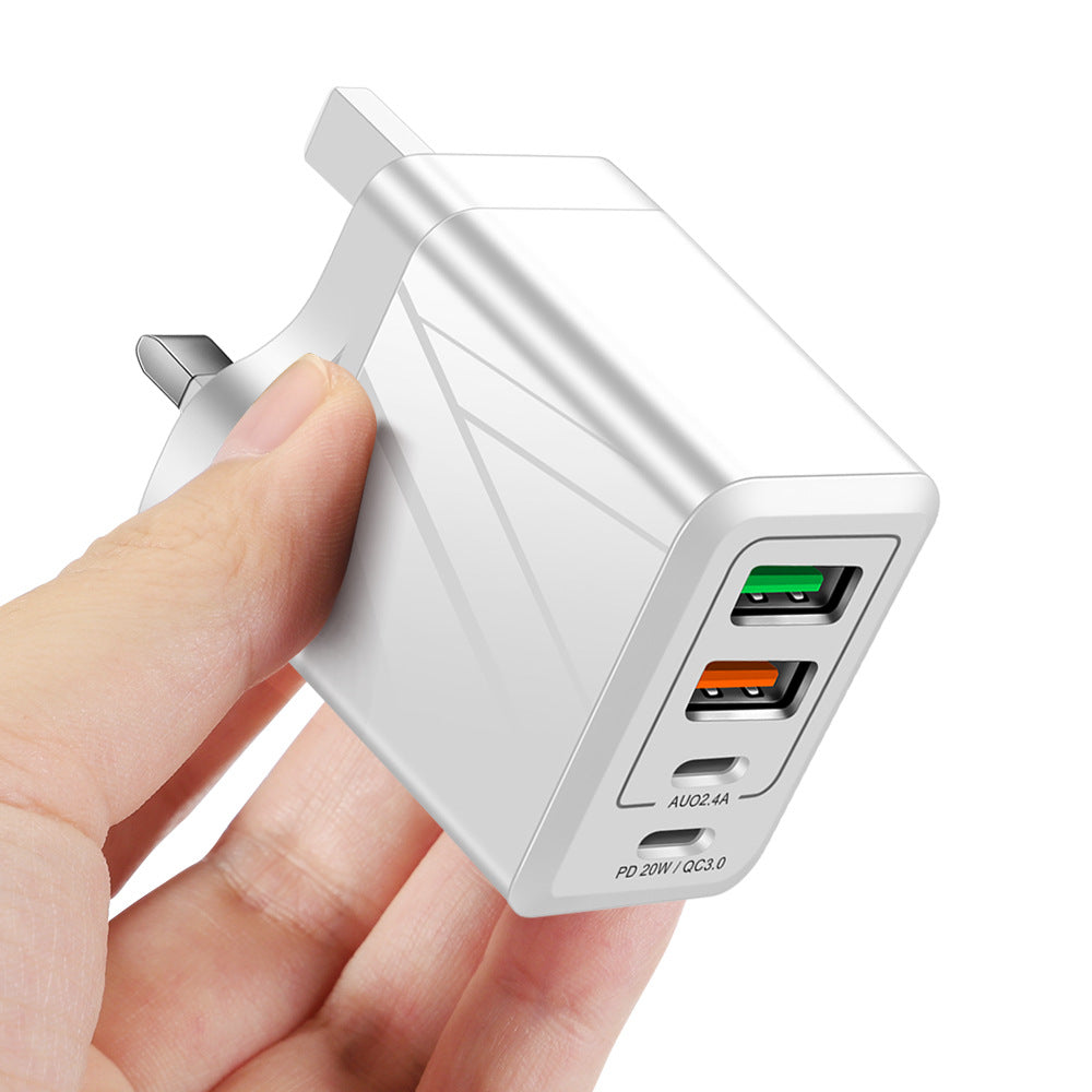 Cargador de teléfono PD QC3.0+2.4A Tipo-c con 2 USB de carga rápida
