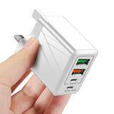 Cargador de teléfono PD QC3.0+2.4A Tipo-c con 2 USB de carga rápida
