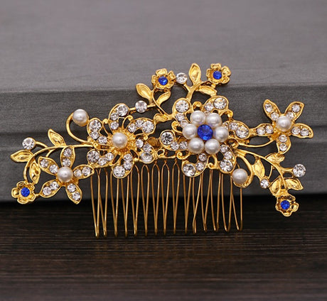 Hair comb, bridal rhinestone and pearl headdress, wedding dress accessories - V.I.P Digital Presence